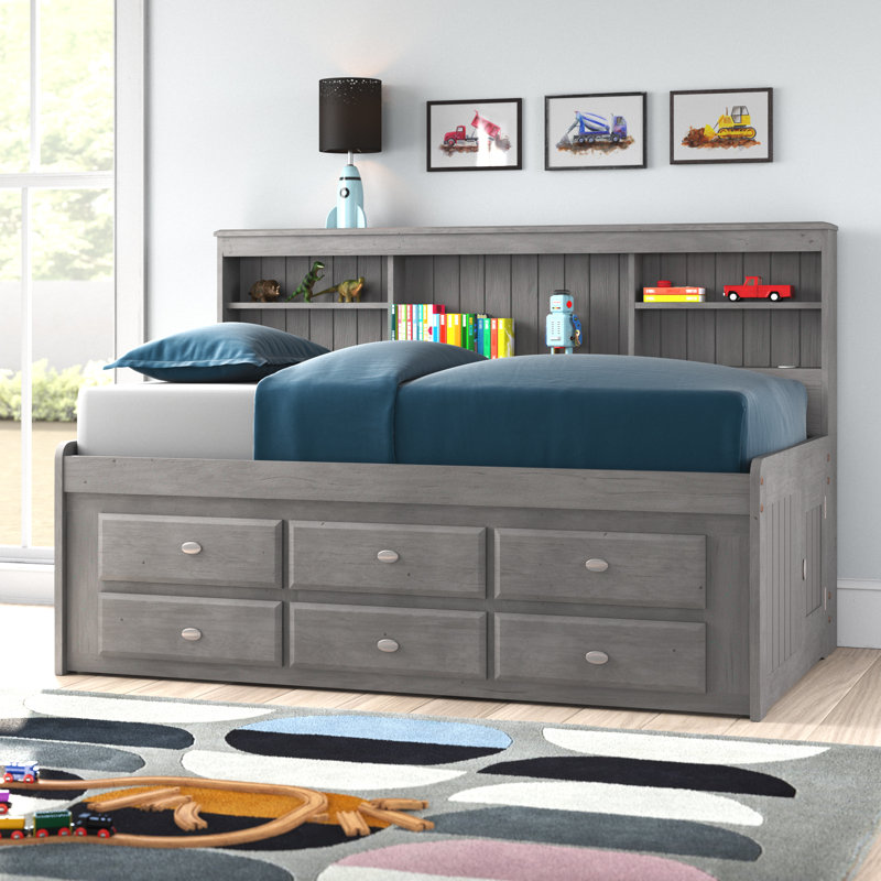 Harriet Bee Gilbertson Charcoal Bookcase Daybed with Drawers & Reviews
